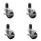 Service Caster 3'' Black Poly Swivel 1-5/8'' Expanding Stem Caster Set with Brake, 4PK SCC-EX20S314-PPUB-BLK-TLB-158-4 - alternate 1